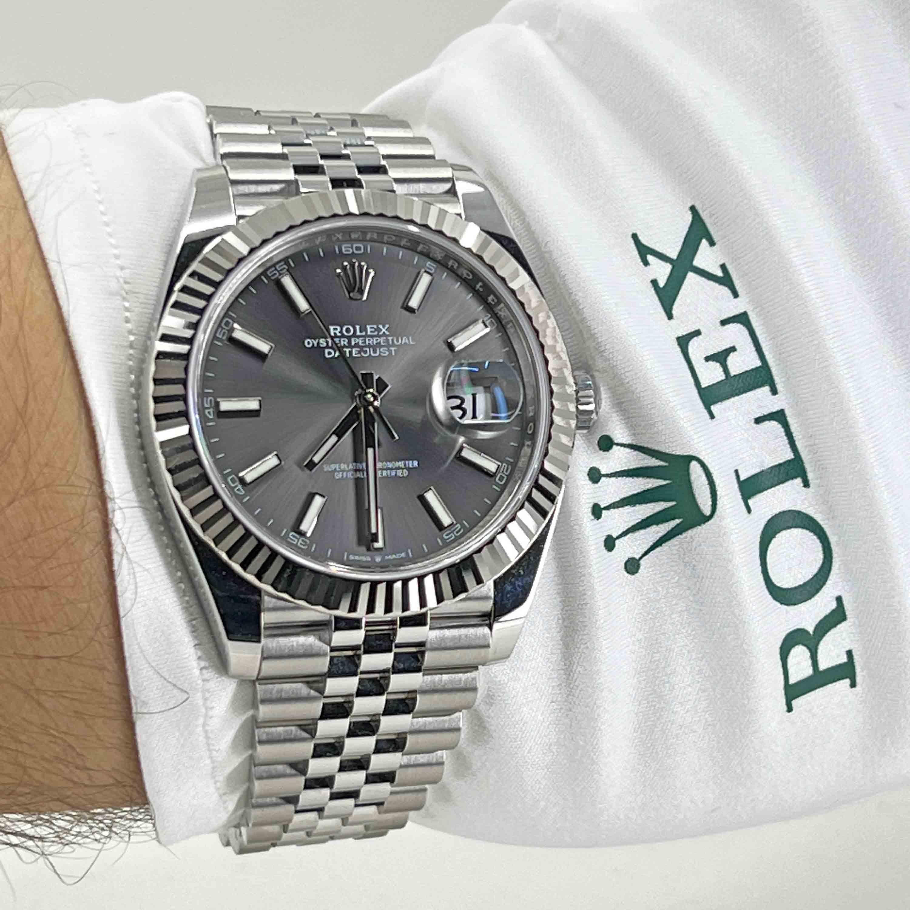 Rolex Datejust 41 mm Slate Stick Dial Jubilee Fluted 126334 Unworn Watch Complet For Sale 1