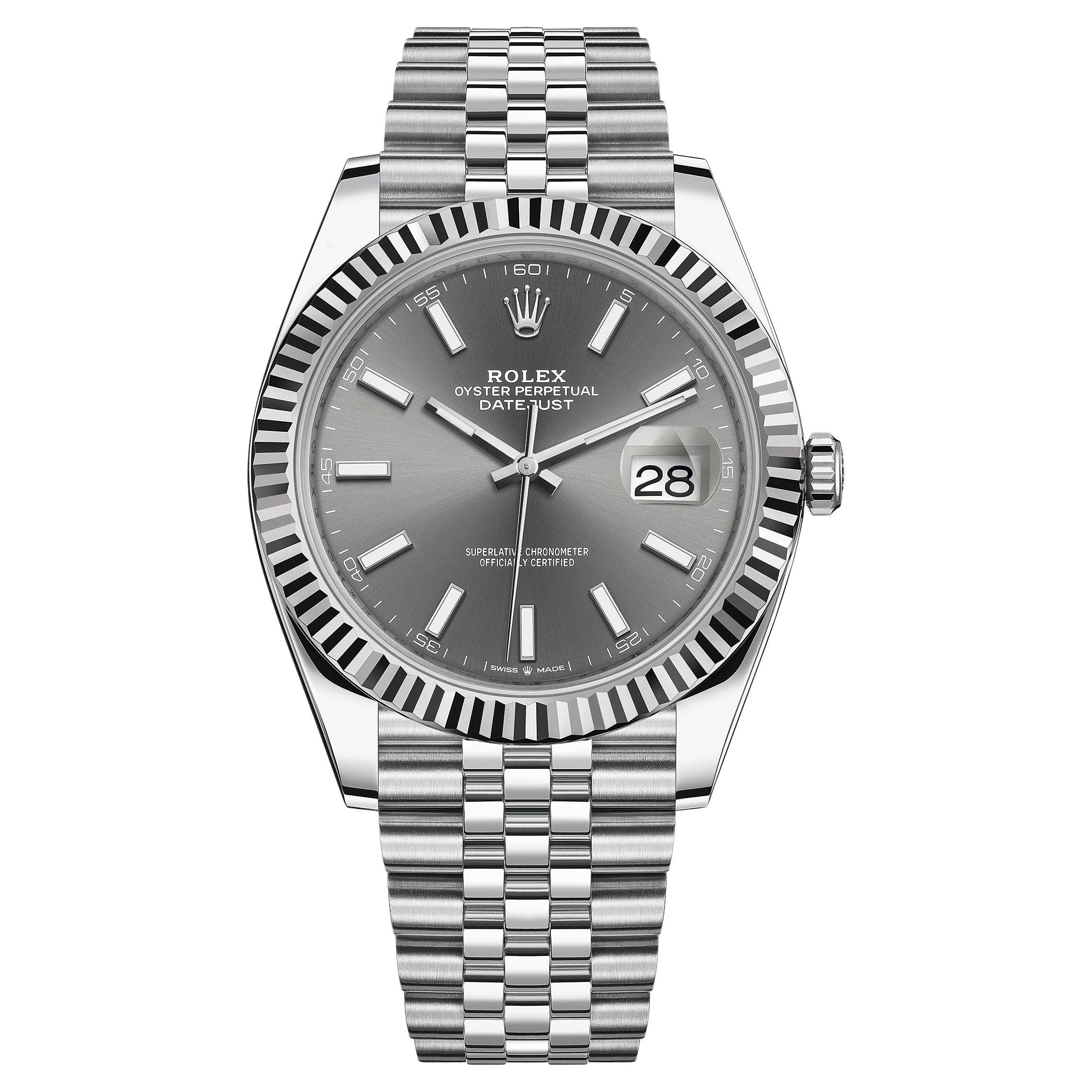 Rolex Datejust 41 mm Slate Stick Dial Jubilee Fluted 126334 Unworn Watch Complet For Sale