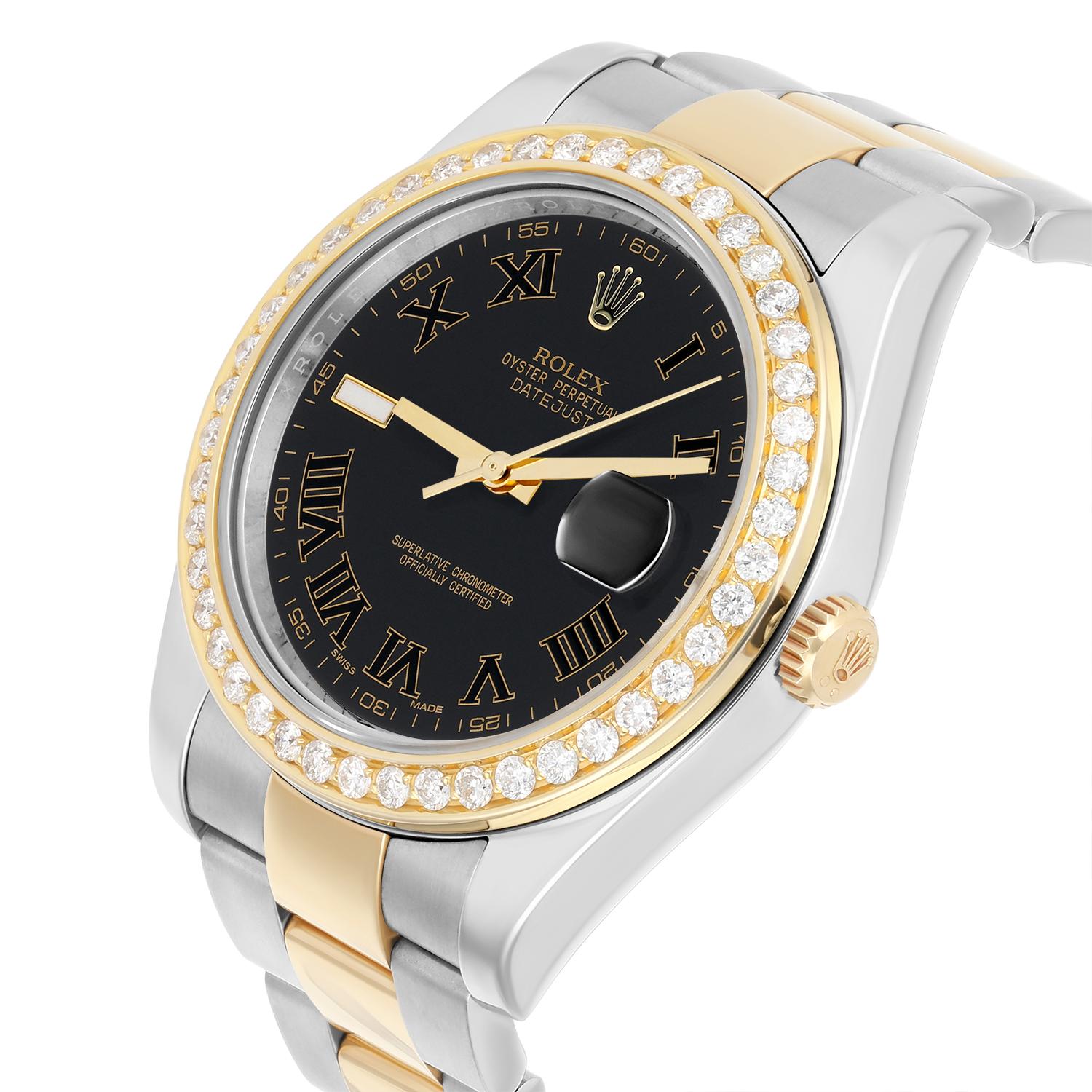 Rolex Datejust 41 mm Two Tone Yellow Watch Custom Set Diamond Bezel 116333 For Sale 1