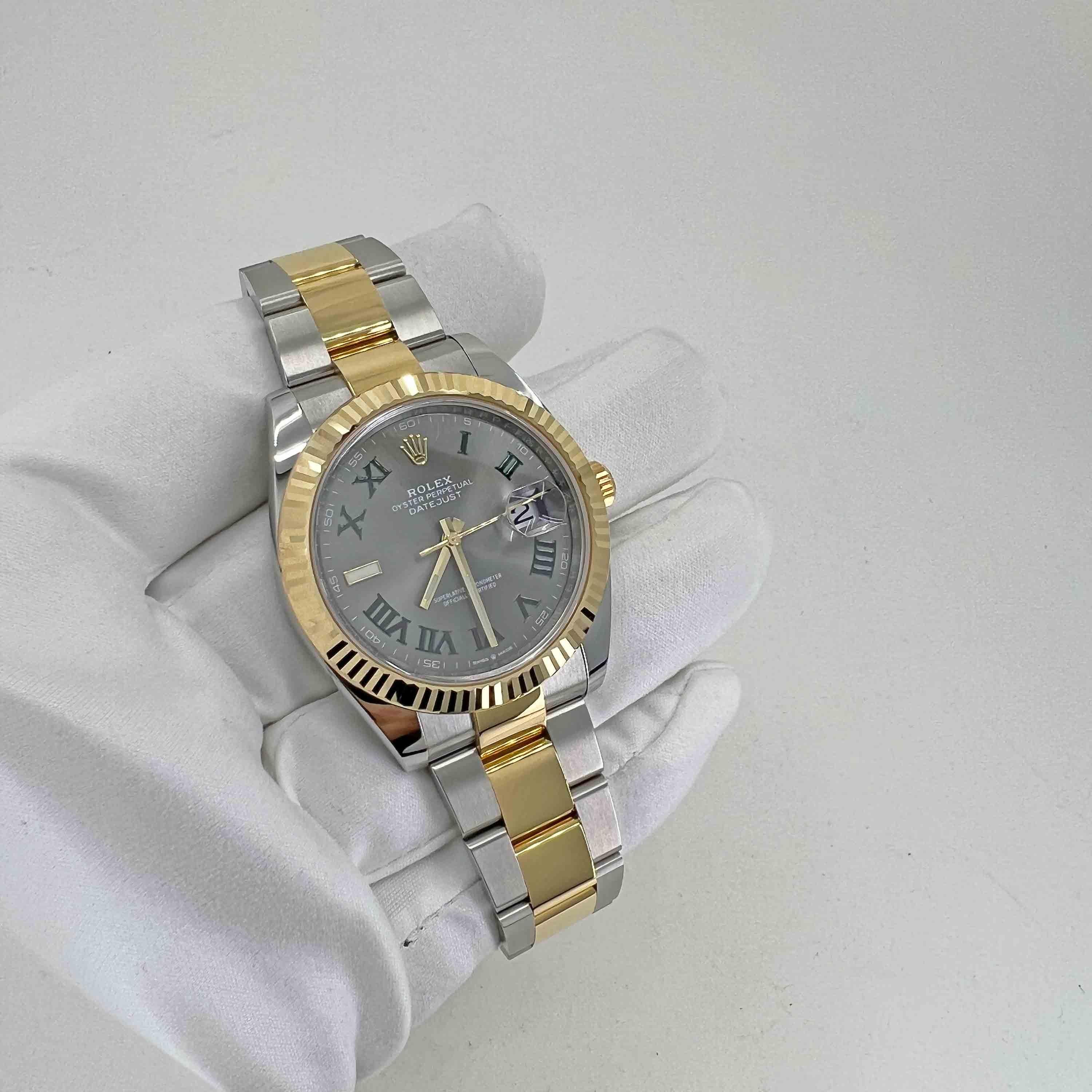 Rolex Datejust, 41 mm, Wimbledon, Oyster, Fluted, 126333, Unworn Watch, Complete For Sale 5