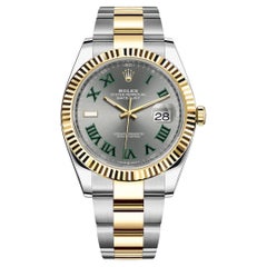 Rolex Datejust, 41 mm, Wimbledon, Austernuhr, geriffelt, 126333, Ungetragene Uhr, komplett