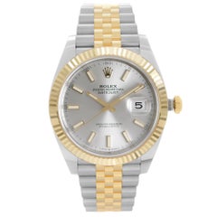 New 2025 Rolex Datejust 41 mm Yellow Gold Steel Silver Dial Watch 126333