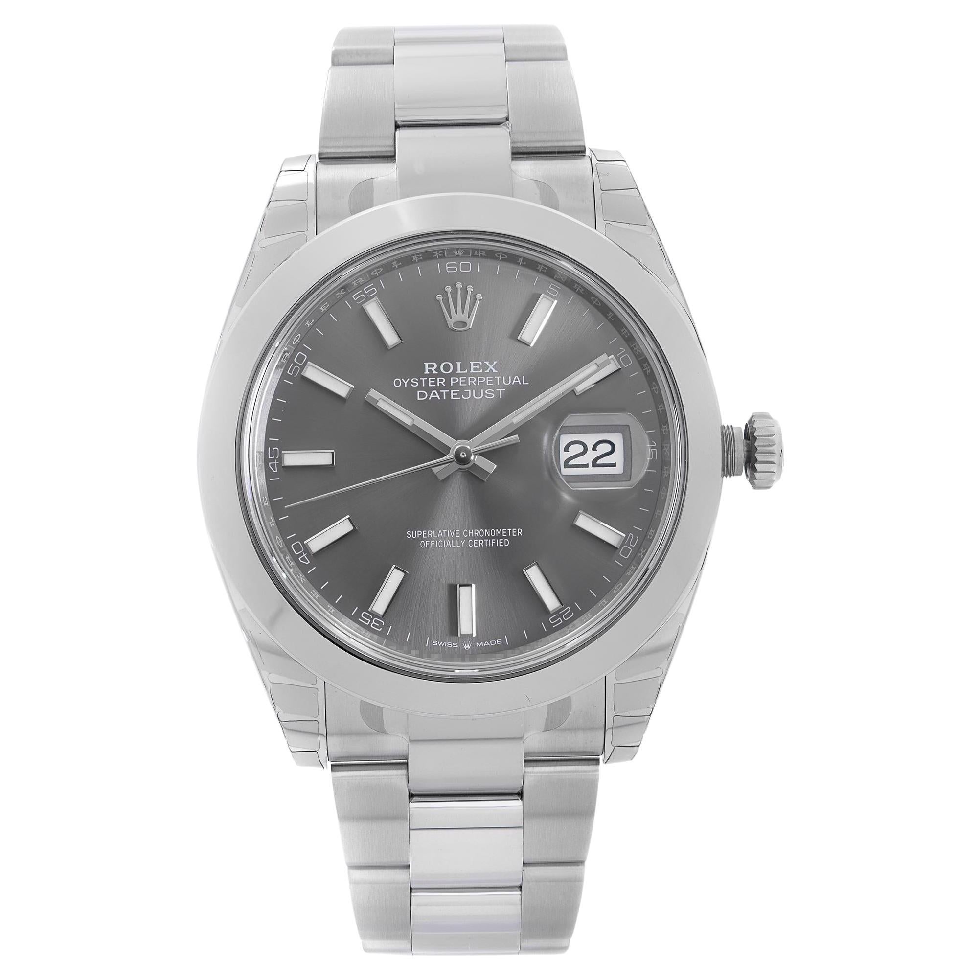Rolex Datejust 41 Oyster Stainless Steel Rhodium Dial Automatic Men Watch 126300