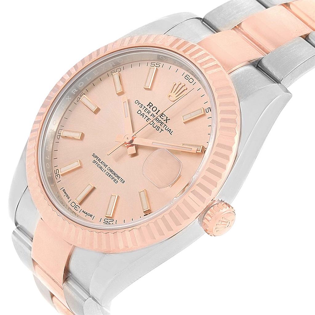 Rolex Datejust 41 Pink Dial Steel EveRose Gold Men’s Watch 126331 In Excellent Condition For Sale In Atlanta, GA