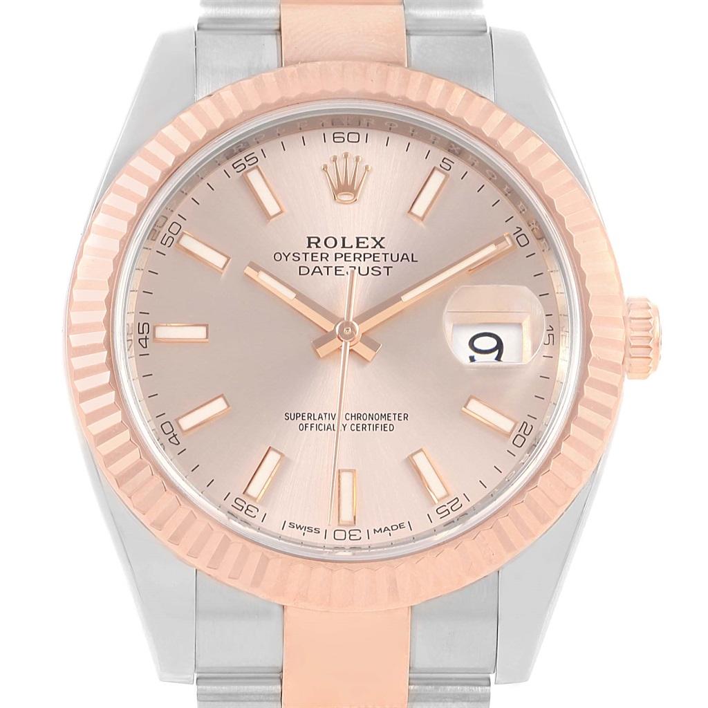 Rolex Datejust 41 Pink Dial Steel EveRose Gold Men’s Watch 126331 For Sale