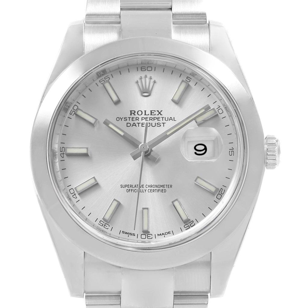 Rolex Datejust 41 Silver Baton Dial Stainless Steel Men's Watch 126300 For Sale 8