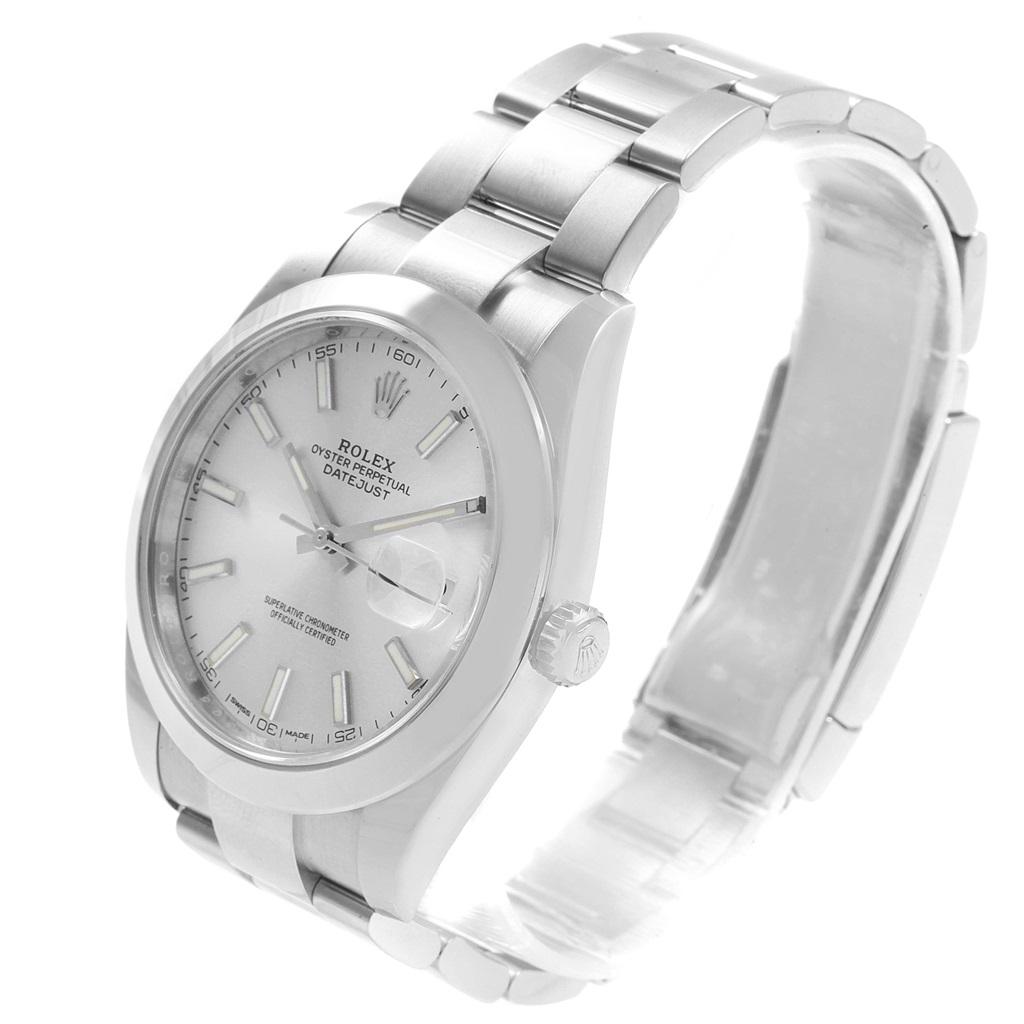 Rolex Datejust 41 Silver Baton Dial Stainless Steel Men's Watch 126300 For Sale 1
