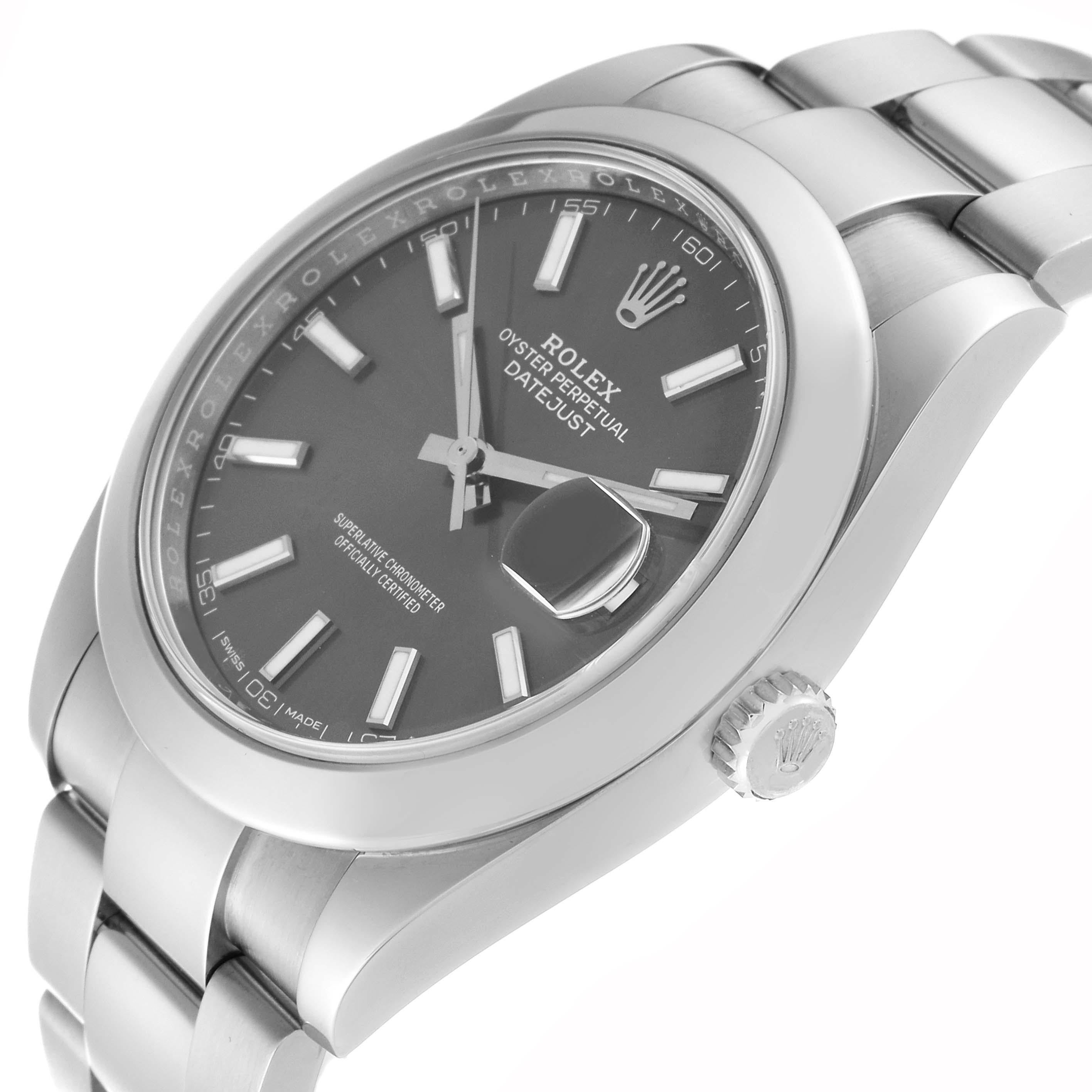 Rolex Datejust 41 Slate Dial Smooth Bezel Steel Mens Watch 126300 For Sale 1