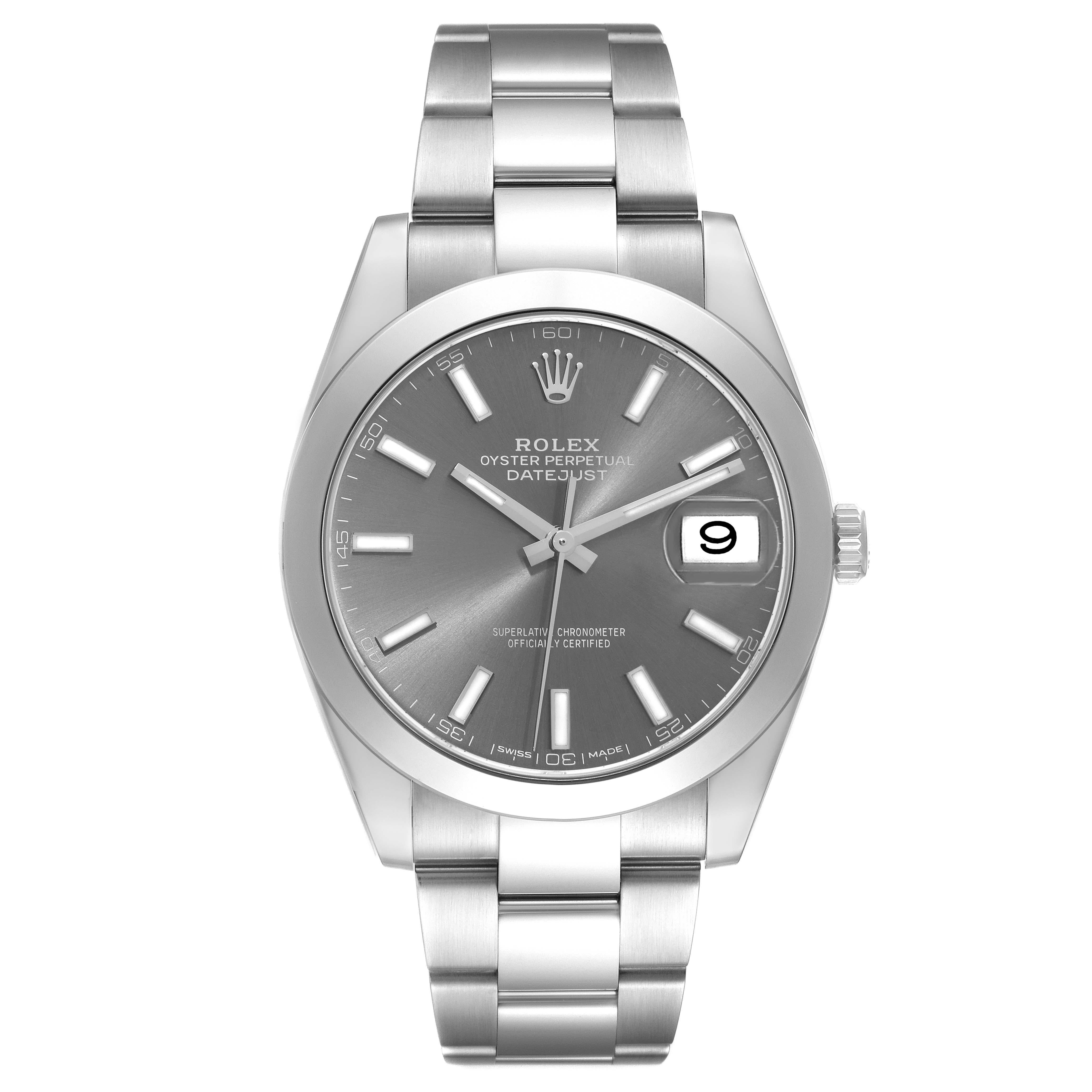 Rolex Datejust 41 Slate Dial Smooth Bezel Steel Mens Watch 126300 For Sale 2