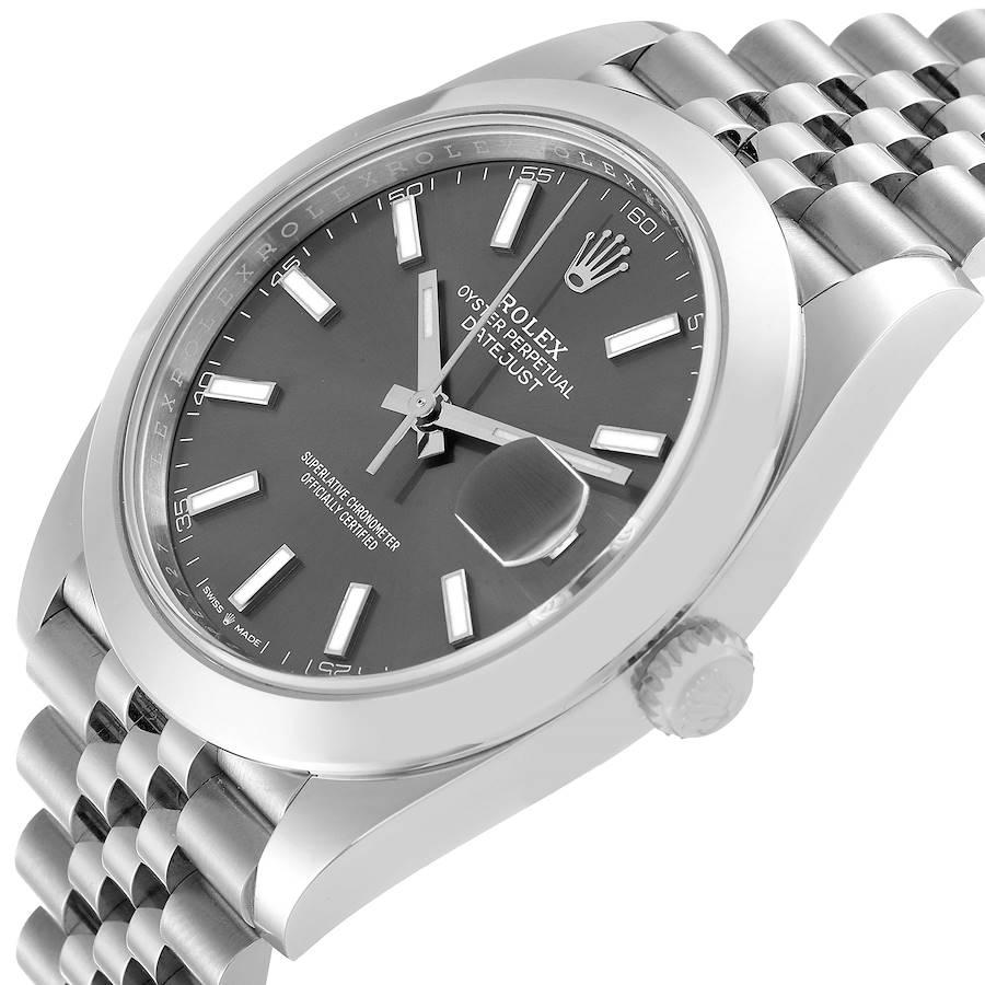 Rolex Datejust Slate Dial Smooth Bezel Steel Mens Watch 126300 Unworn For Sale 1