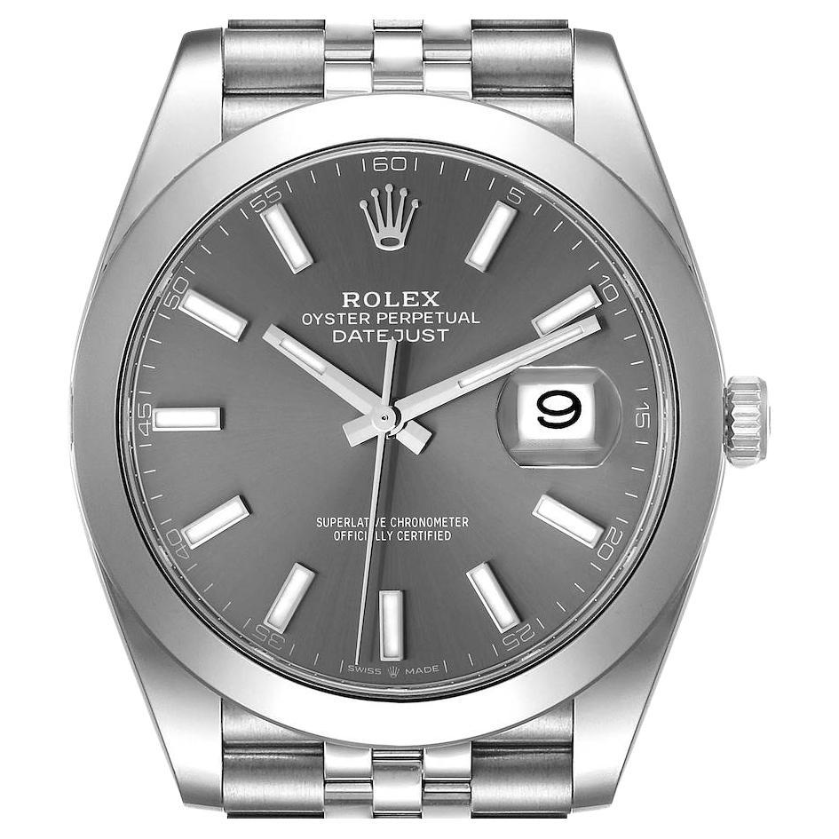 Rolex Datejust 41 Slate Dial Smooth Bezel Steel Mens Watch 126300 Unworn