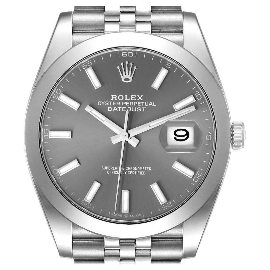 Rolex Datejust 41 Slate Dial Smooth Bezel Steel Mens Watch 126300 Unworn For Sale