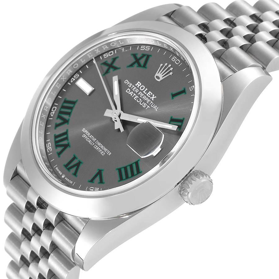 Rolex Datejust 41 Schiefer Grün Wimbledon Zifferblatt Stahl-Herrenuhr 126300 Ungetragen im Angebot 1
