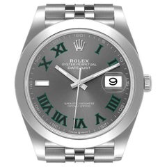 Rolex Datejust 41 Schiefer Grün Wimbledon Zifferblatt Stahl-Herrenuhr 126300 Ungetragen