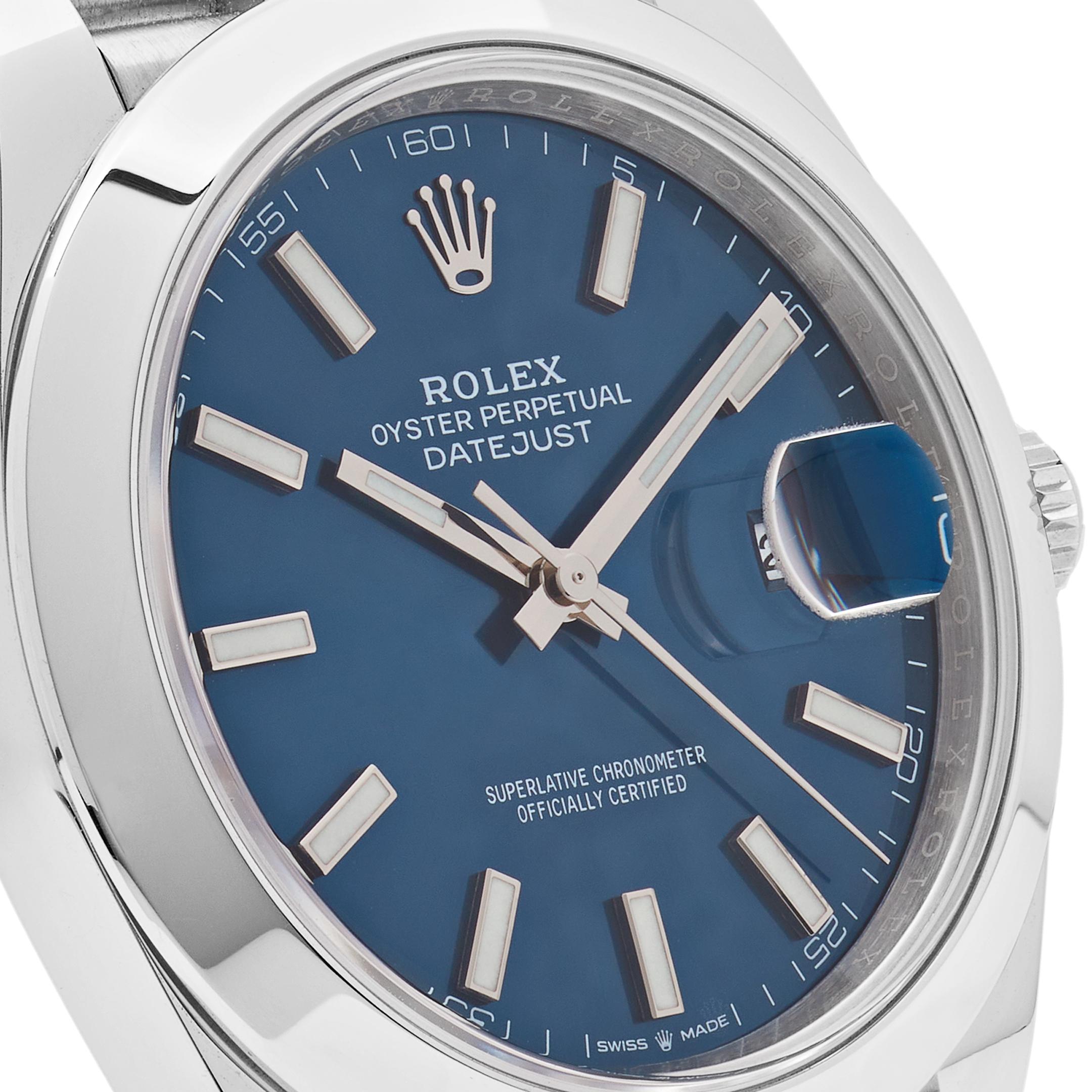 Women's or Men's Rolex Datejust 41 Stainless Steel Blue Dial Jubilee 126300