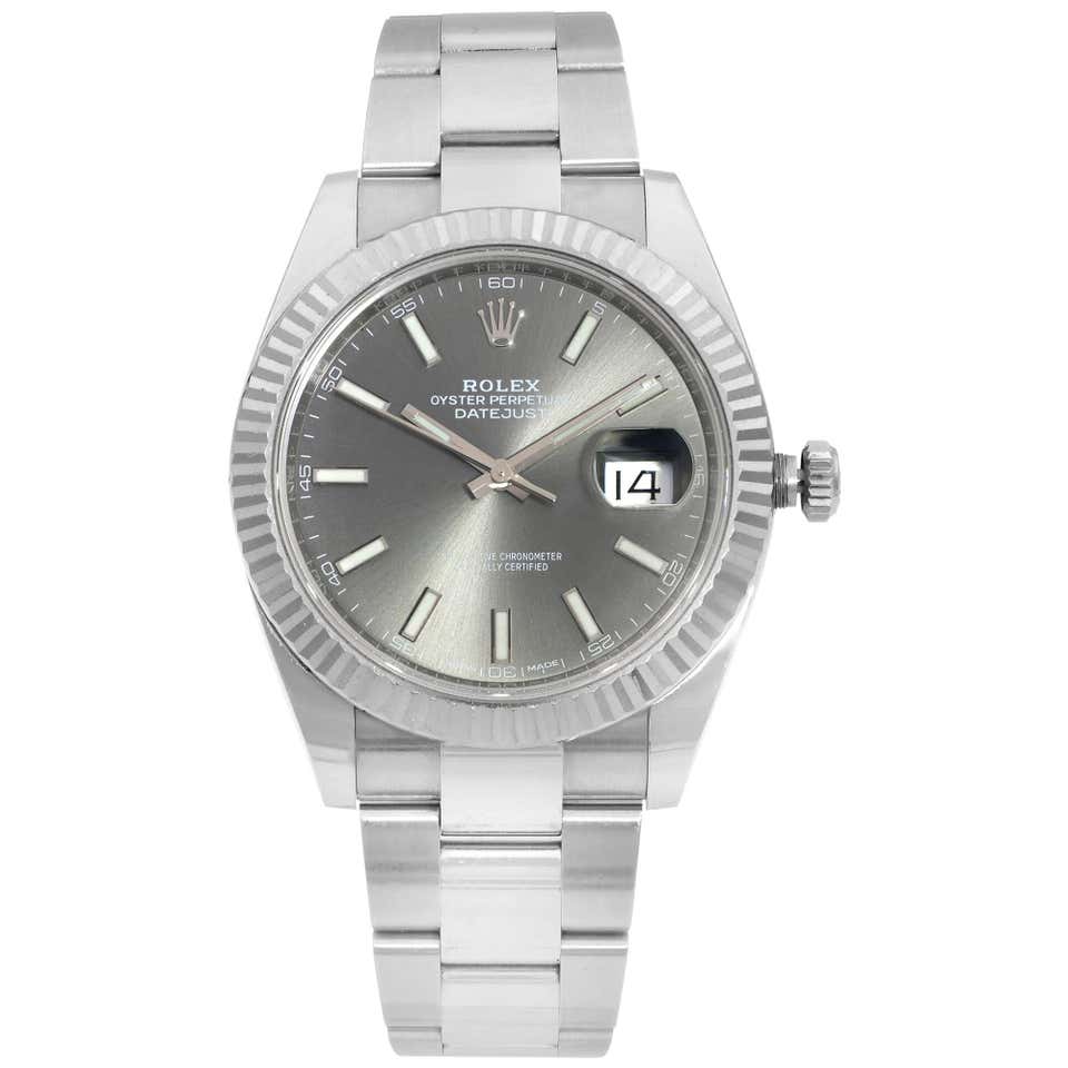 Rolex Grey Rolex Datejust Grey Face - 2 For Sale on 1stDibs