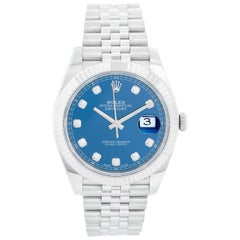 Rolex Datejust 41 Stainless Steel Men's Blue Diamond Watch 126334