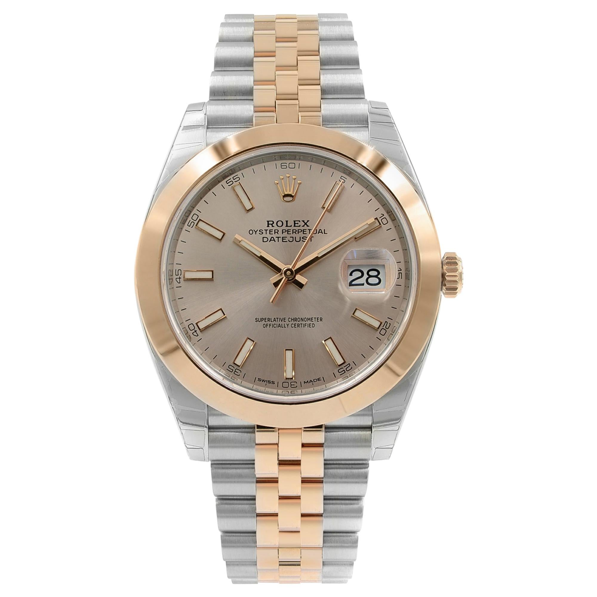 Rolex Datejust 41 Steel 18 K Rose Gold Sundust Dial Automatic Watch 126301 