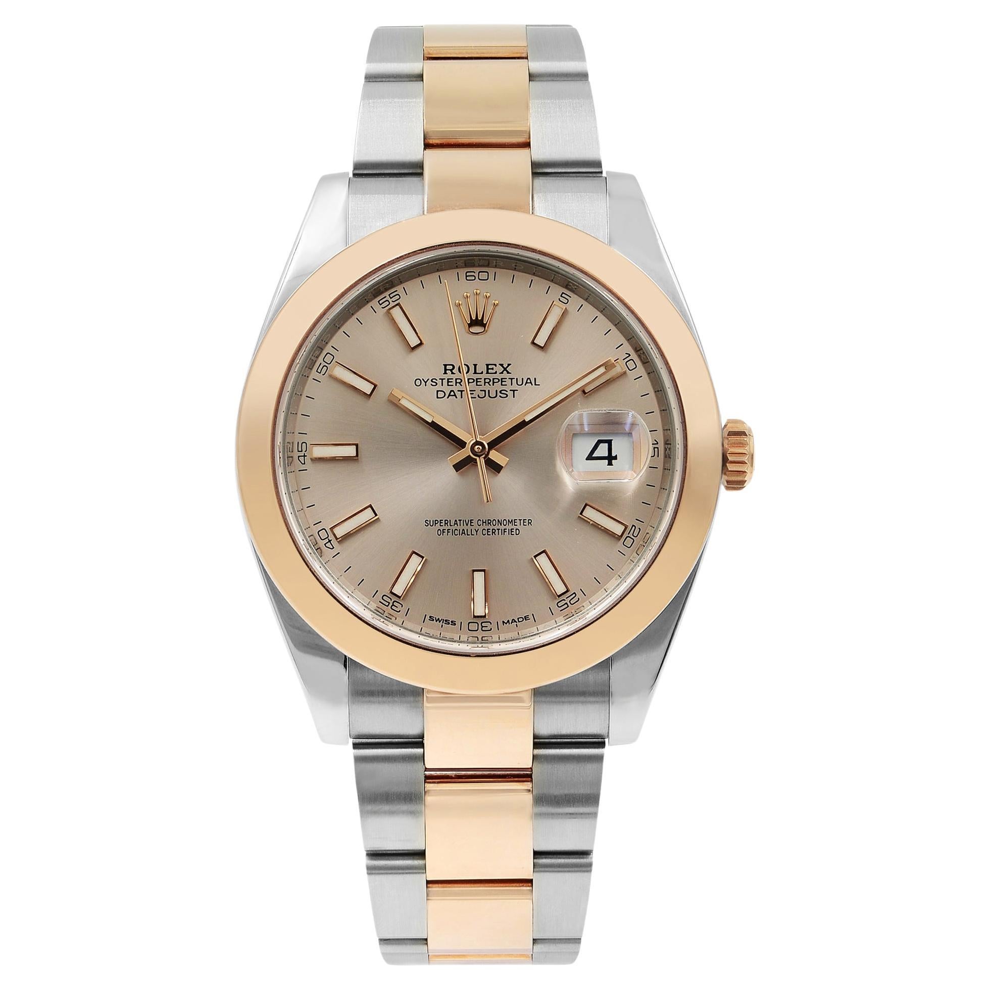 Rolex Datejust 41 Steel 18 K Rose Gold Sundust Dial Automatic Watch 126301 Suij For Sale