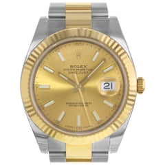 Rolex Datejust 41 Steel 18 Karat Gold Champagne Index Dial Men's Watch 126333