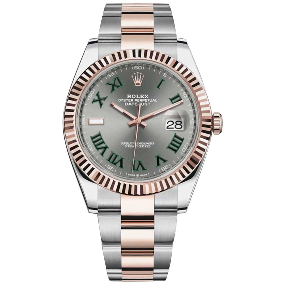 Rolex Datejust 41 Steel 18 Karat Gold Wimbledon Roman Dial Men's Watch 126331