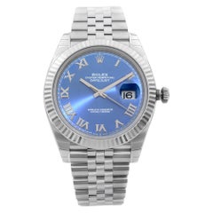Used Rolex Datejust 41 Steel 18k Gold Bezel Jubilee Blue Roman Dial Mens Watch 126334