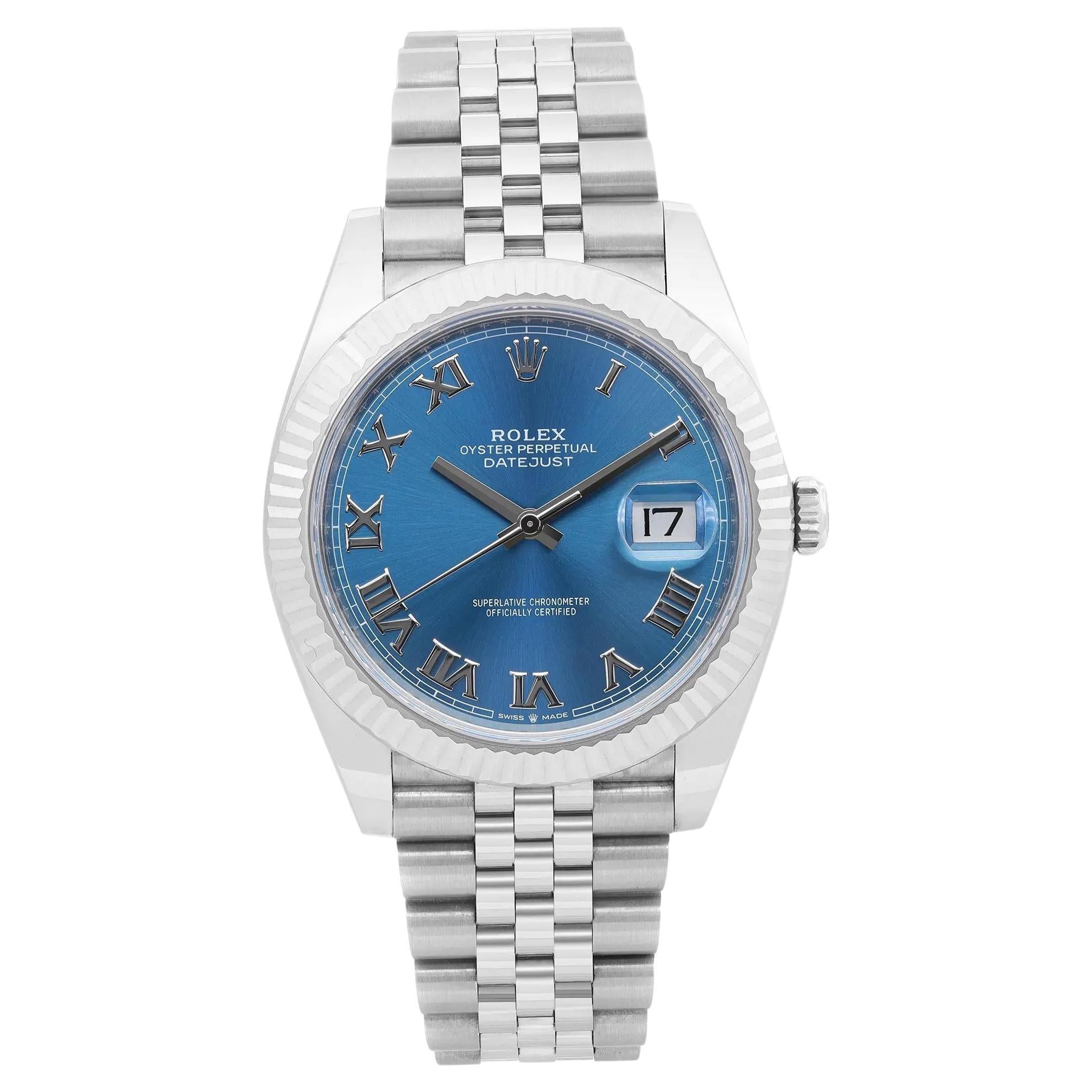 NEW Rolex Datejust 41 Steel 18K Gold Bezel Jubilee Blue Roman Dial Watch 126334 For Sale