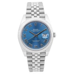 Vintage NEW Rolex Datejust 41 Steel 18K Gold Bezel Jubilee Blue Roman Dial Watch 126334