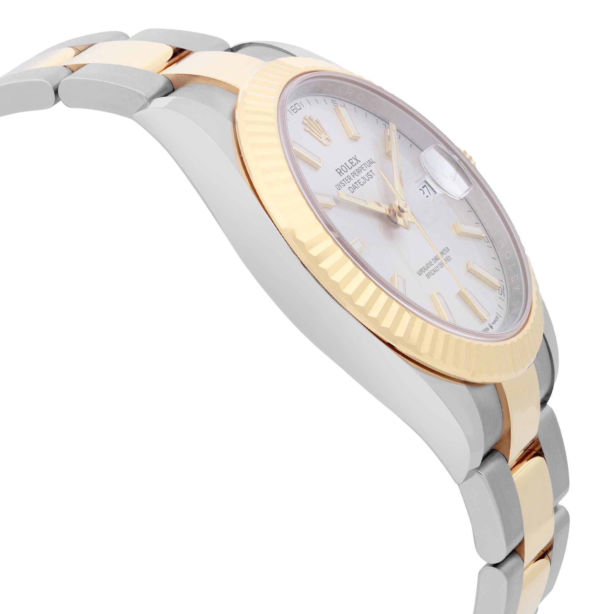 Rolex Datejust 41 Steel 18k Gold Silver Index Dial Automatic Mens Watch 126333 Pour hommes en vente