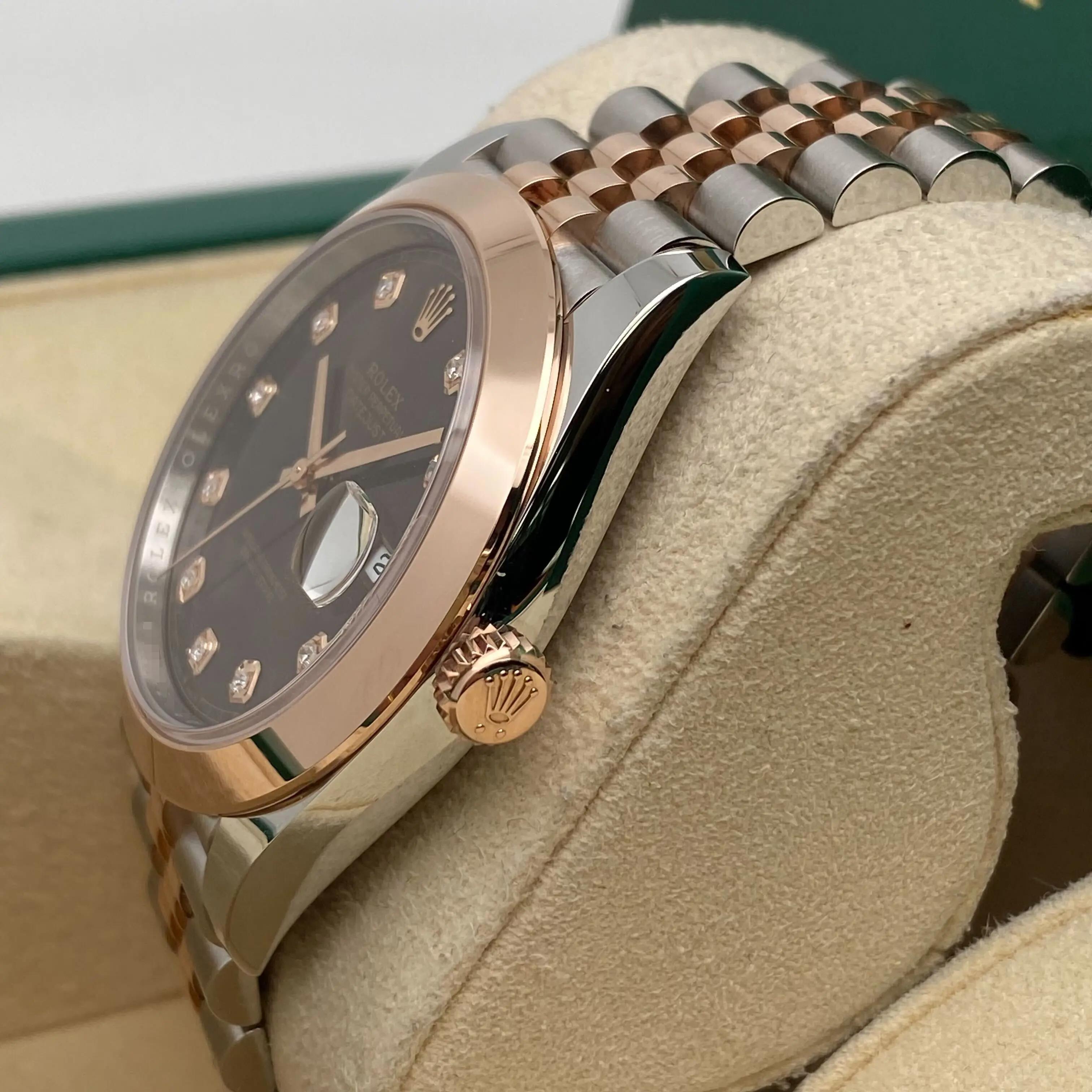 Rolex Datejust 41 Orologio da uomo in acciaio, oro rosa 18 carati, quadrante cioccolato e diamanti 126301 in vendita 2