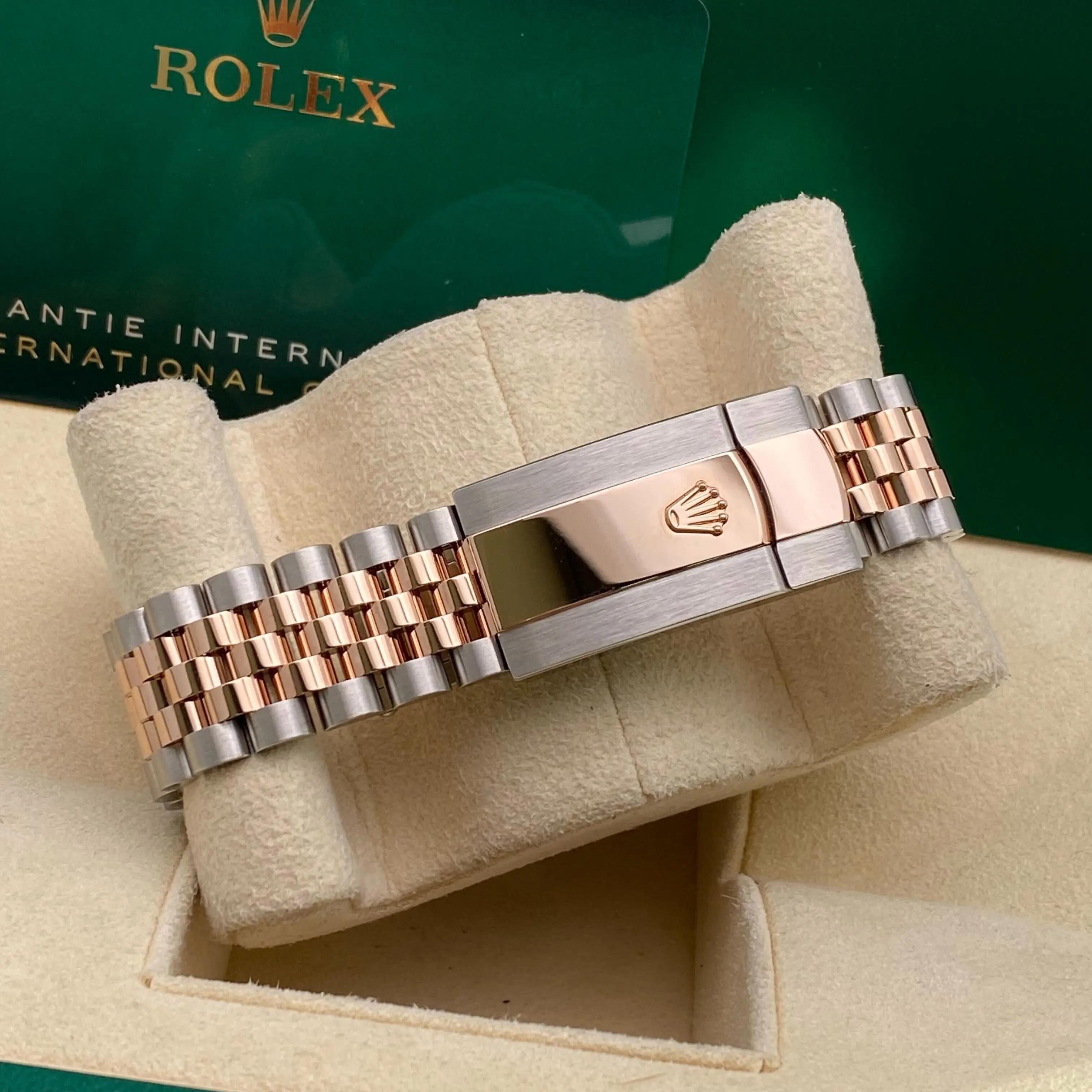 Rolex Datejust 41 Orologio da uomo in acciaio, oro rosa 18 carati, quadrante cioccolato e diamanti 126301 in vendita 3