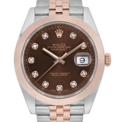 Rolex Datejust 41 Stahl 18K Rose Gold Schokolade Diamant-Zifferblatt Herrenuhr 126301