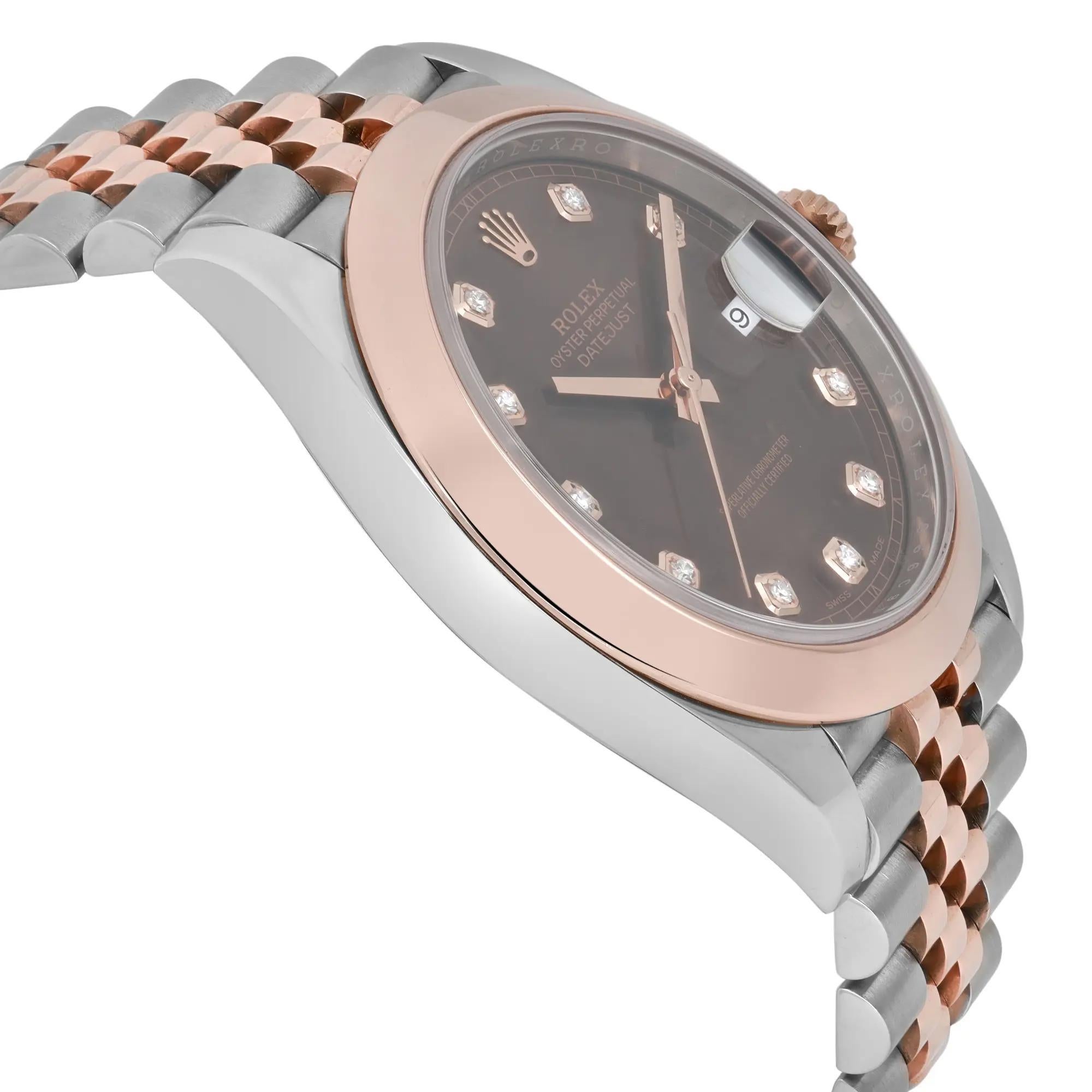De los hombres Rolex Datejust 41 Acero 18K Oro rosa Esfera de diamantes Chocolate Reloj de caballero 126301 en venta