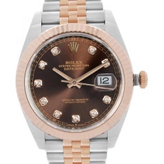 Rolex Datejust 41 Steel 18K Rose Gold Chocolate Diamond Dial Mens Watch 126331