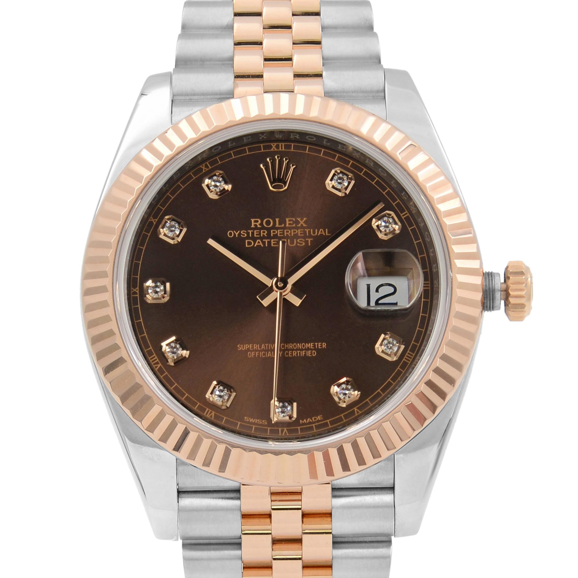 Brandneu. Diese Uhr wird mit einer Originalbox und Papieren geliefert.

Einzelheiten:
Modellnummer 126331
Marke Rolex
Abteilung Männer
Stil-Luxus
Modell Rolex Datejust 126331
Bandfarbe Stahl & Gold
Zifferblattfarbe Schokolade
Gehäusefarbe