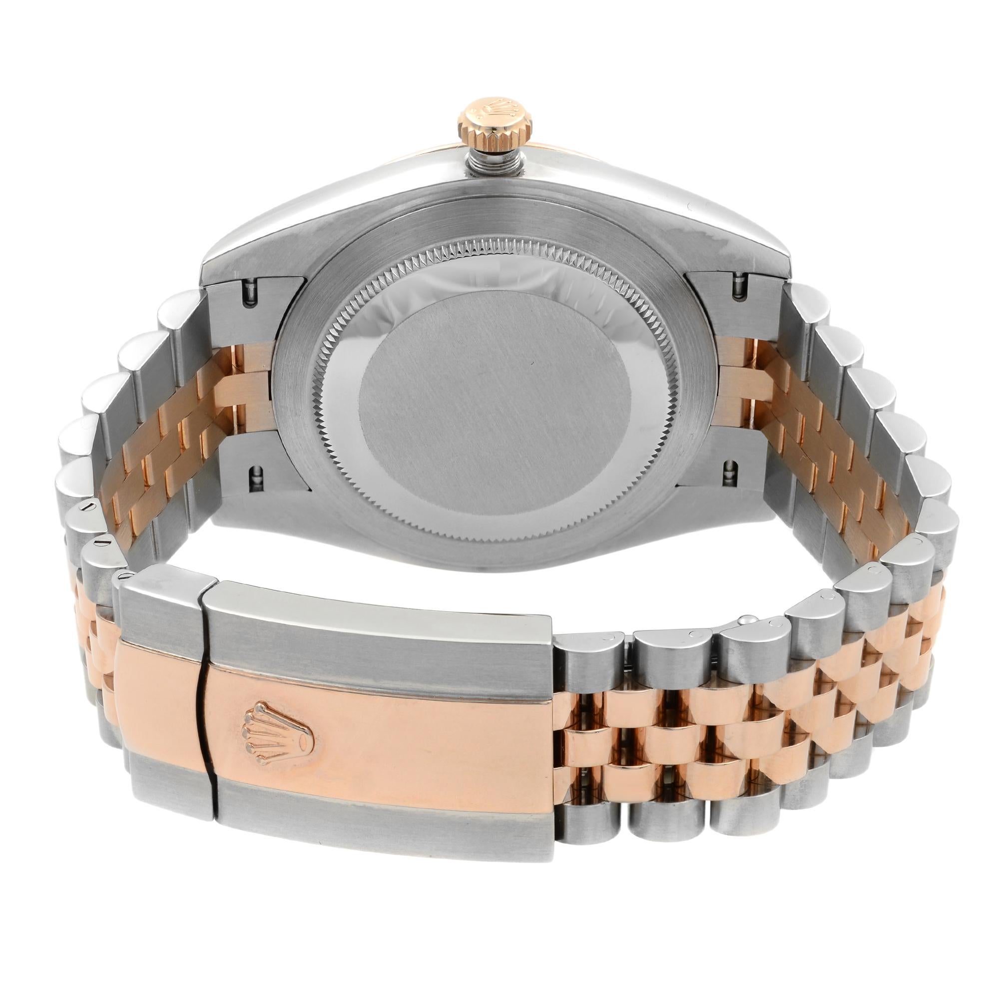 Rolex Datejust 41 Stahl 18K Rose Gold Schokolade Diamant-Zifferblatt Herrenuhr 126331 im Angebot 3