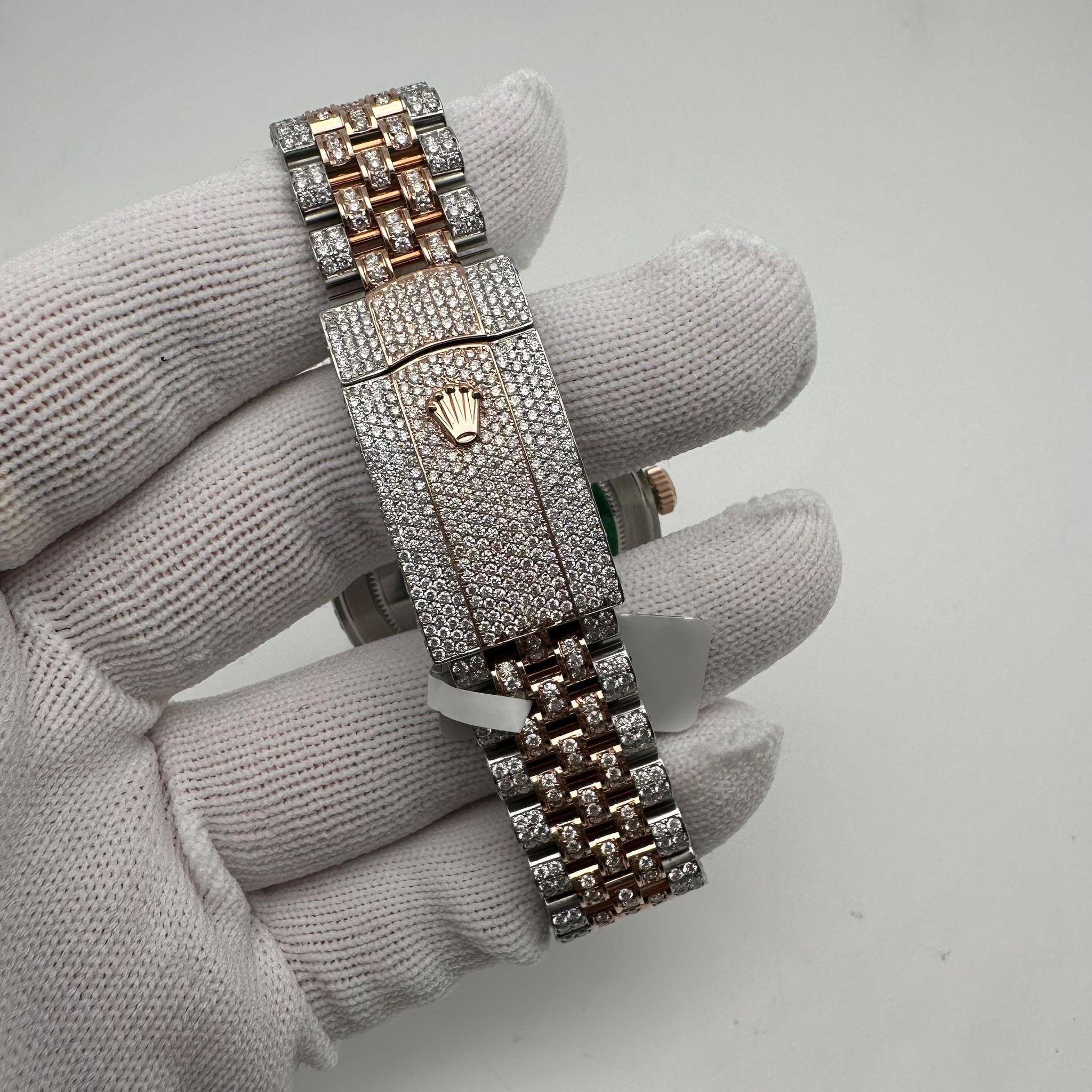 Rolex Datejust 41 Steel 18K Rose Gold Custom Fully Iced Out Jubilee Watch 126301 For Sale 7