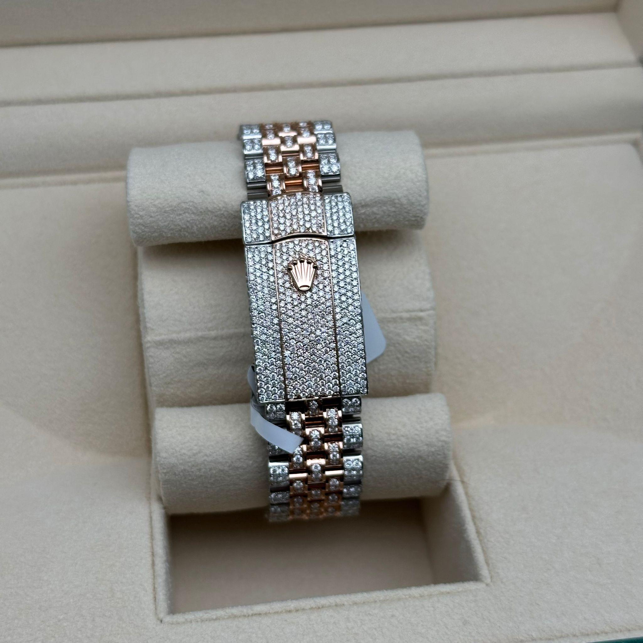 Rolex Datejust 41 Steel 18K Rose Gold Custom Fully Iced Out Jubilee Watch 126301 For Sale 2