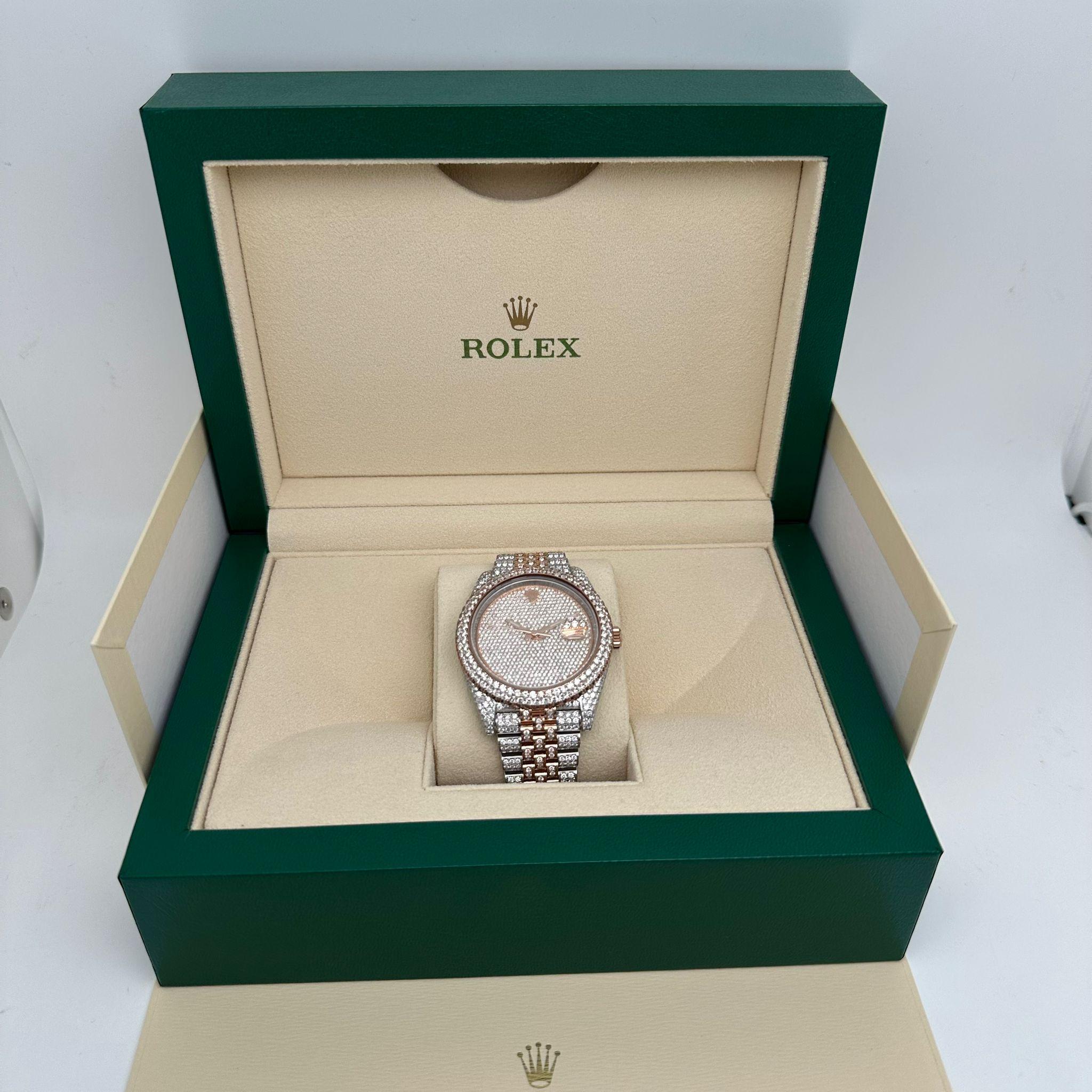 Rolex Datejust 41 Steel 18K Rose Gold Custom Fully Iced Out Jubilee Watch 126301 For Sale 3