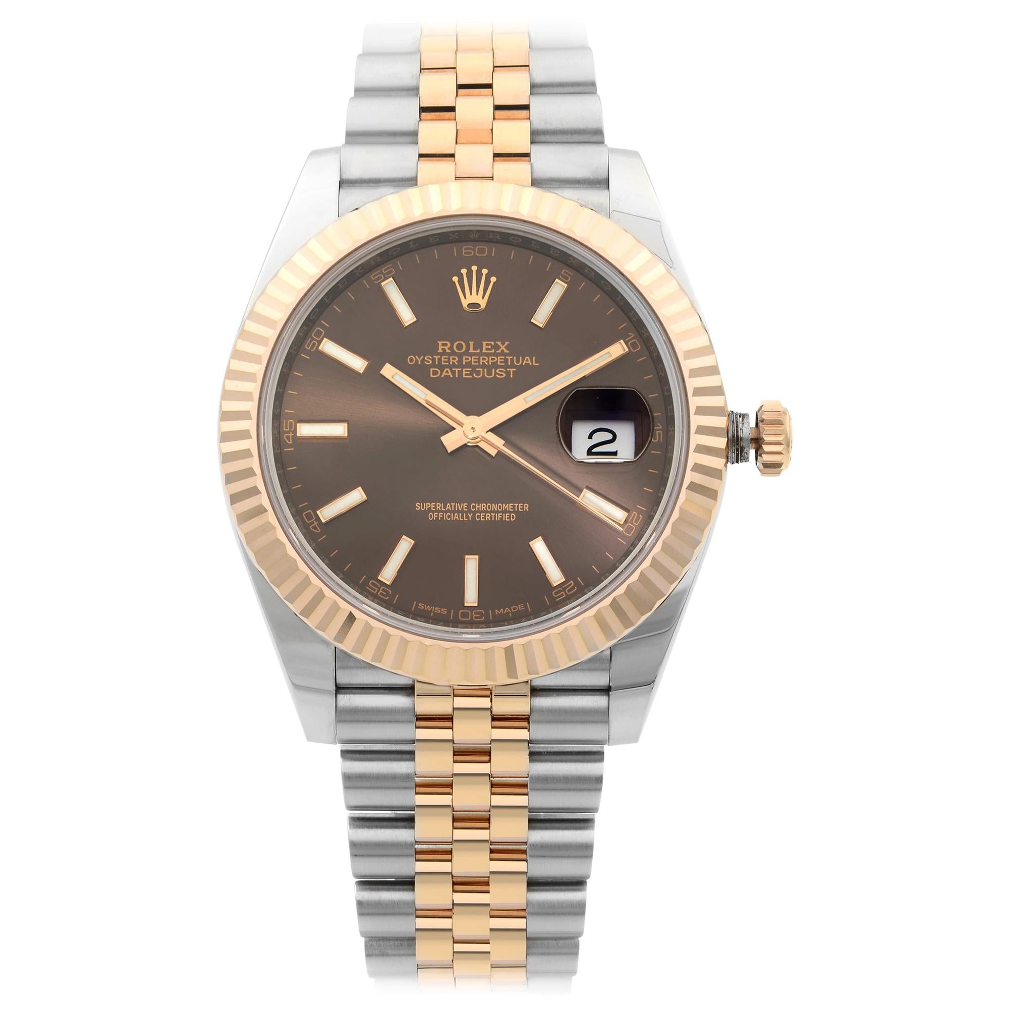 Rolex Datejust 41 Steel 18K Rose Gold Jubilee Chocolate Dial Men’s Watch 126331