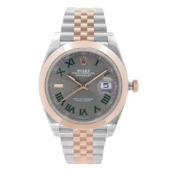 Montre Rolex Datejust 41 acier or rose 18 carats cadran Wimbledon automatique pour hommes 126301