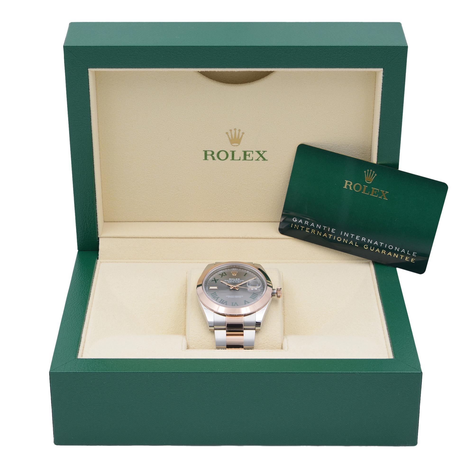 Rolex Montre Datejust 41 en acier et or rose 18 carats avec cadran romain Wimbledon 126301 en vente 3