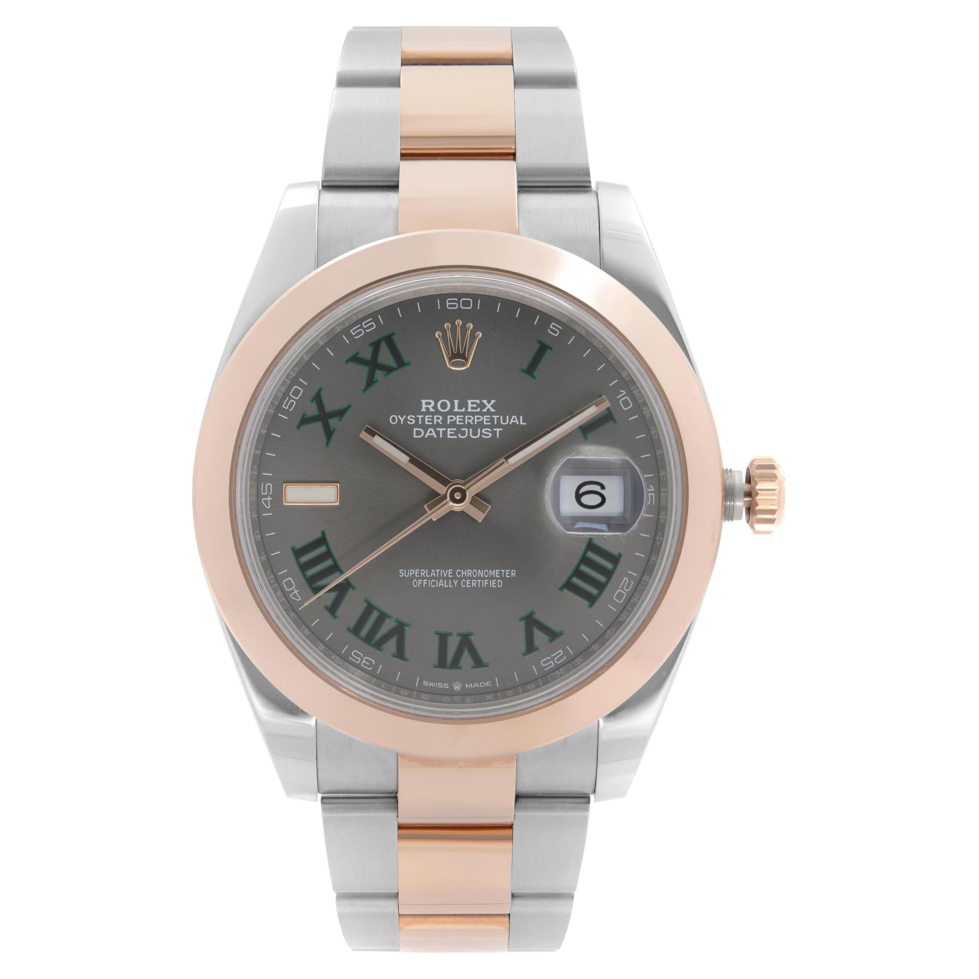 Rolex Datejust 41 Steel 18K Rose Gold Wimbledon Roman Dial Mens Watch 126301 For Sale