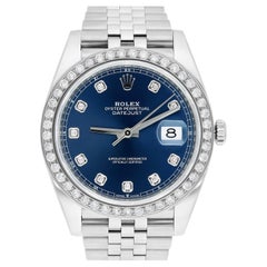 Rolex Datejust 41 Steel & 18k WG Blue Diamond Dial Diamond Bezel 126334