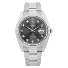 Rolex Datejust 41 Steel 18K White Gold Rhodium Diamond Dial Mens Watch 126334
