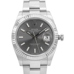 Rolex Datejust 41 Stahl & 18K Weißgold Rhodium Index Zifferblatt Herrenuhr 126334