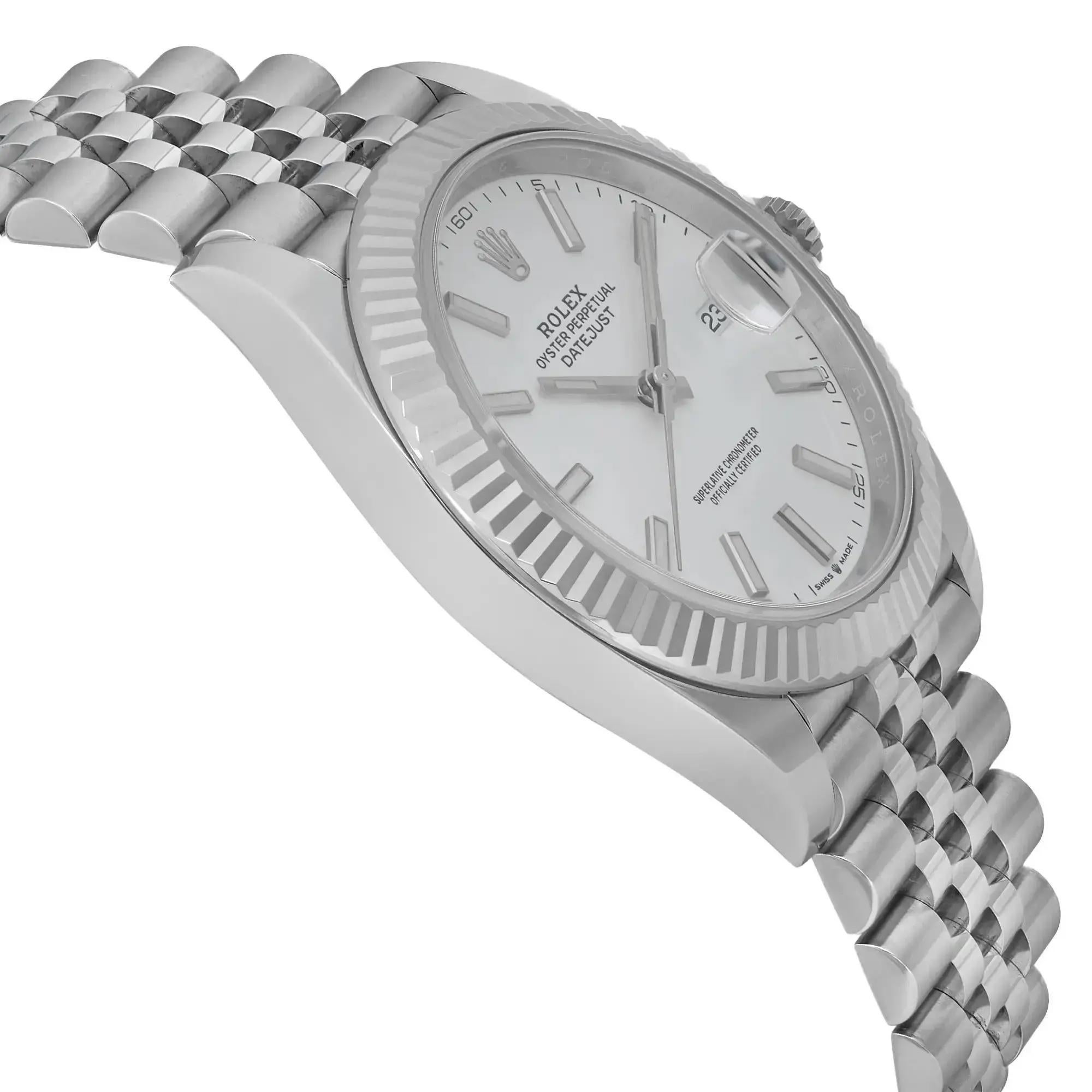 Men's Rolex Datejust 41 Steel 18K White Gold White Dial Automatic Mens Watch 126334 For Sale