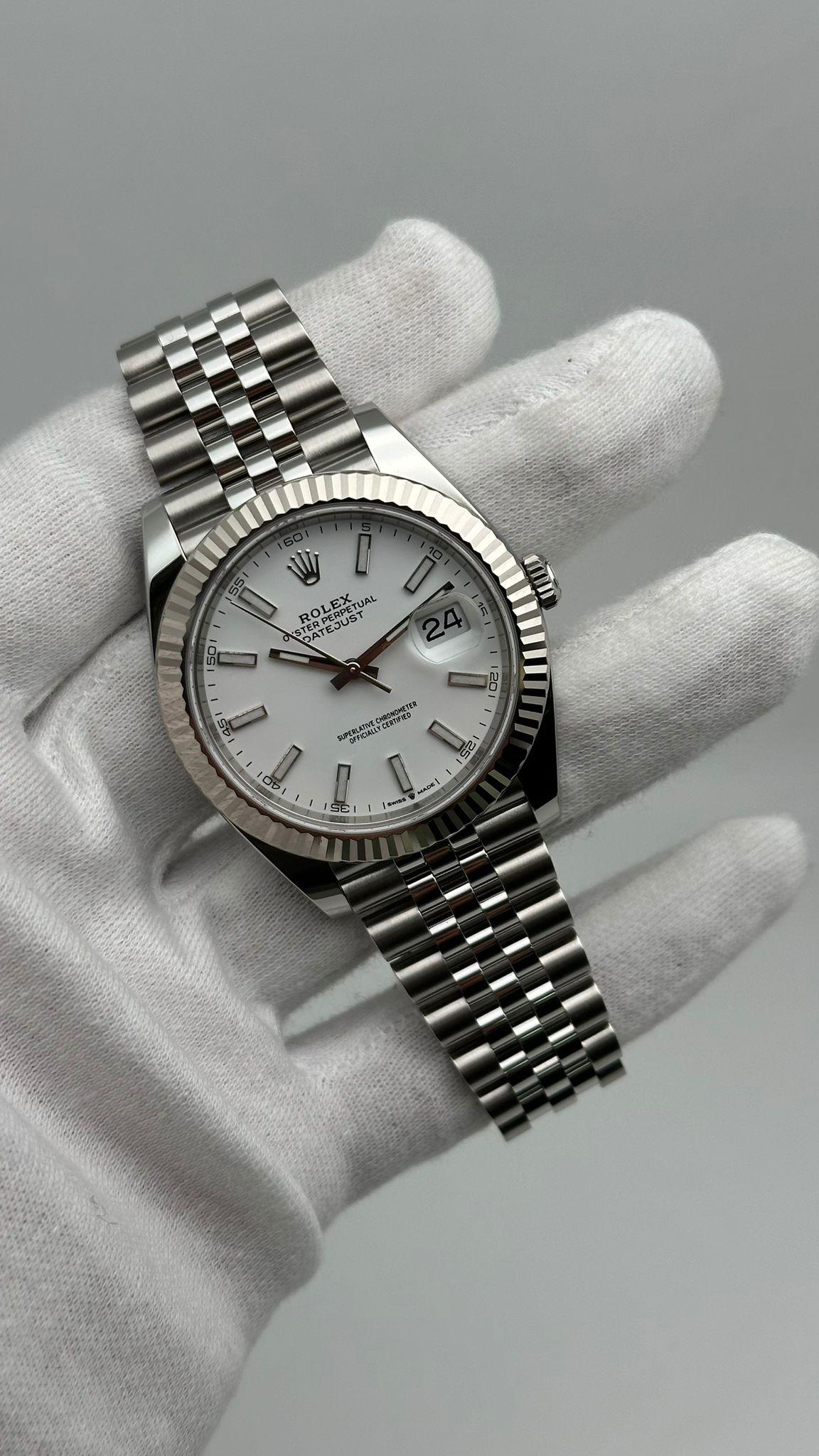 NEW Rolex Datejust 41 Steel 18K White Gold White Dial Men Automatic Watch 126334 For Sale 1