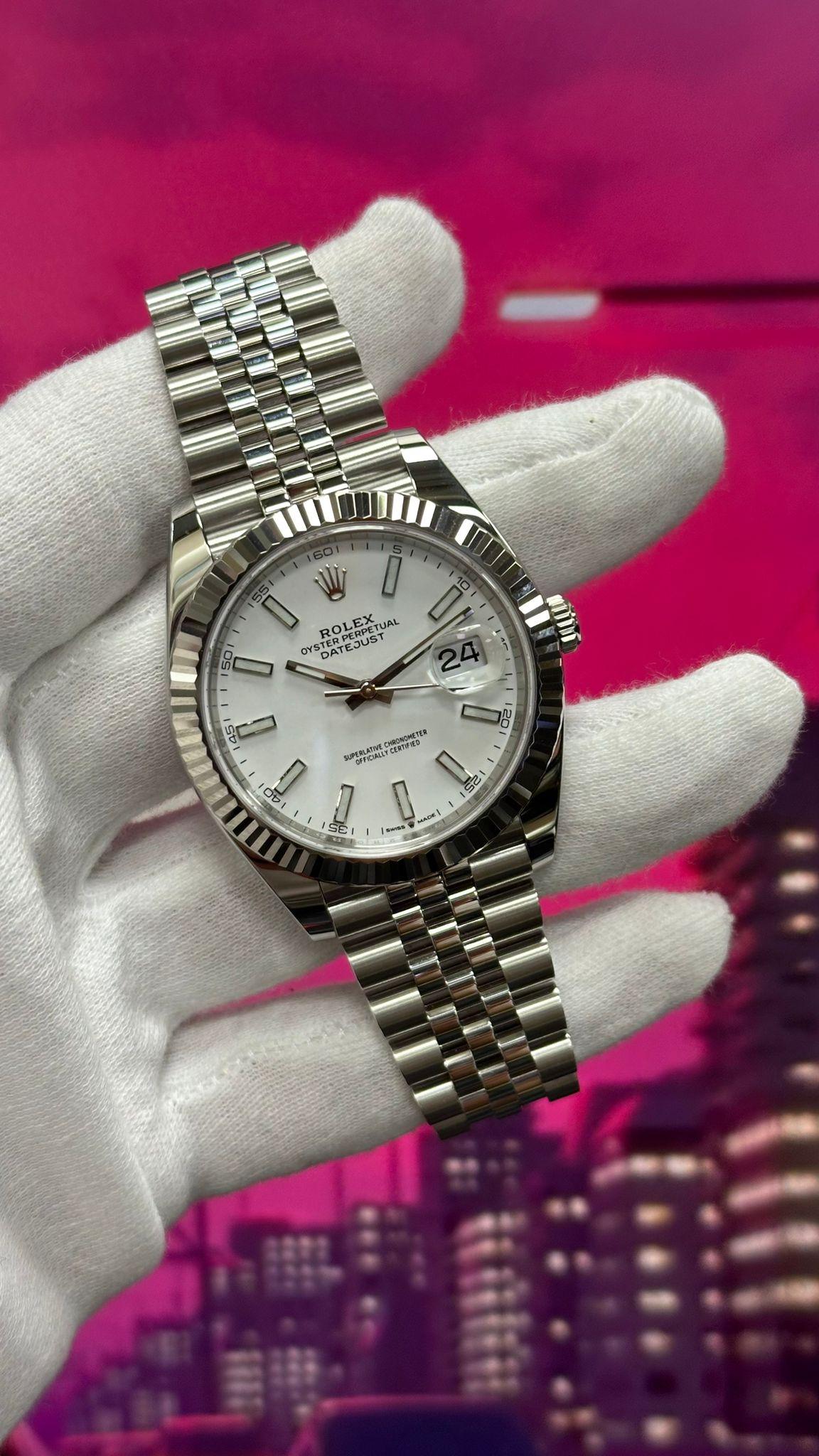 NEU Rolex Datejust 41 Stahl 18K Weißgold Weißes Zifferblatt Herren Automatikuhr 126334, NEU im Angebot 5