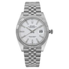 Used Rolex Datejust 41 Steel 18K White Gold White Dial Men Automatic Watch 126334